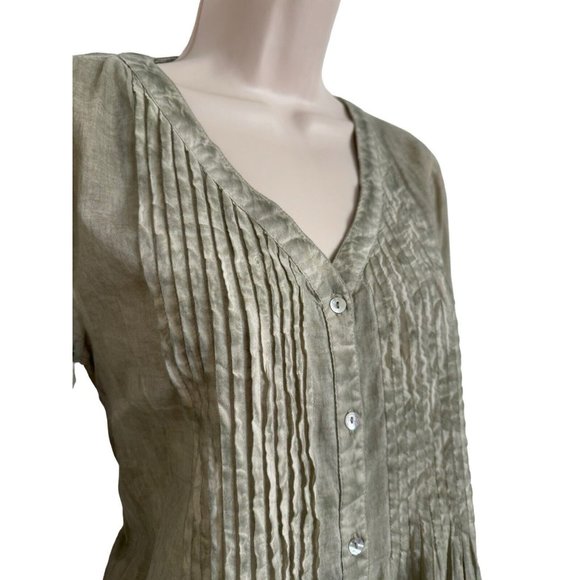 Raga Pintuck Pleat Lace Sleeve Green Shirt Dress Size XS oversized NWT - Picture 9 of 12